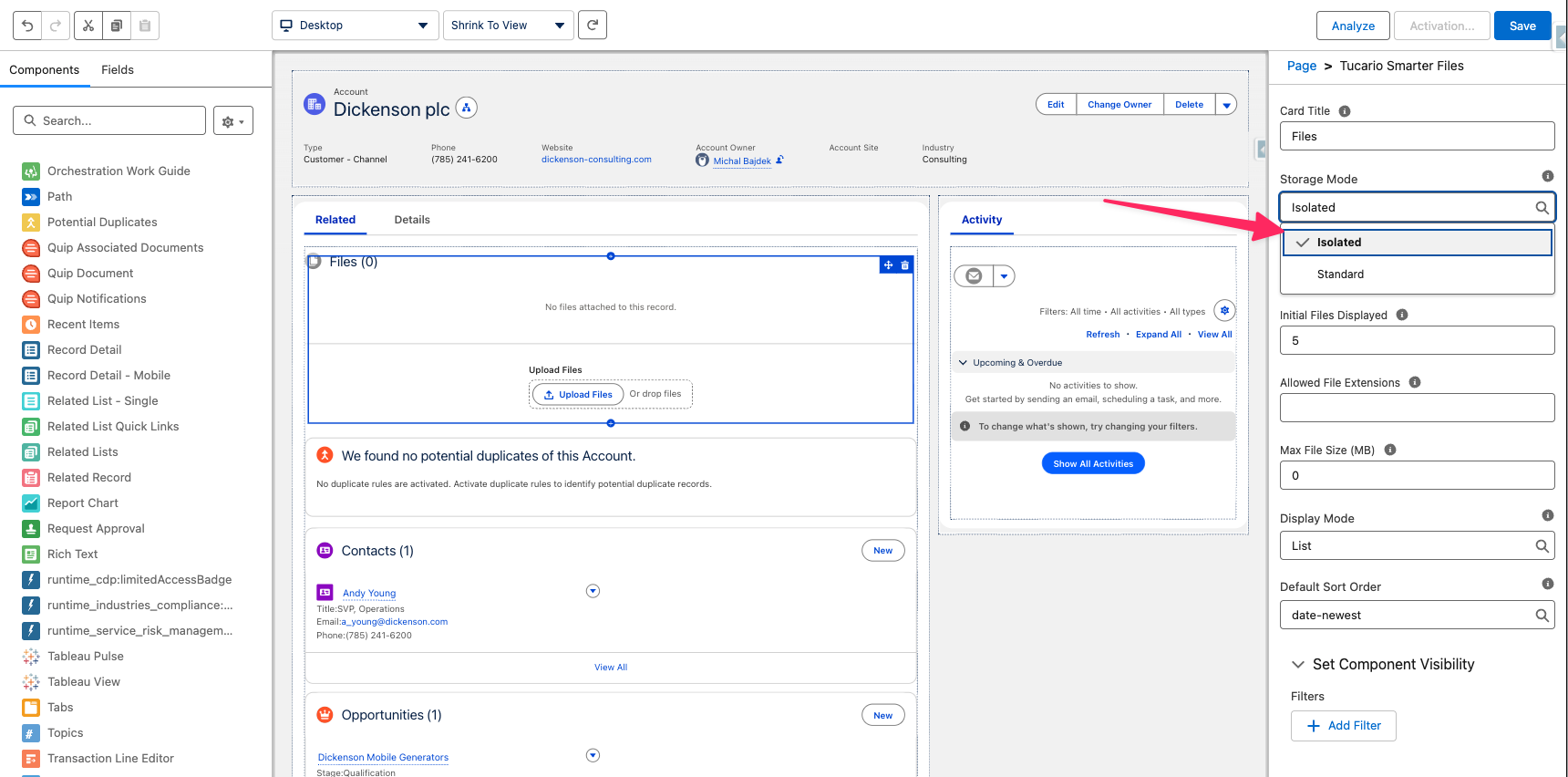 Storage Mode configuration in App Builder